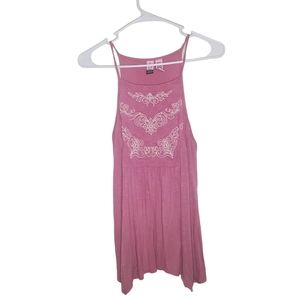 Pink Embroidered Tank Top